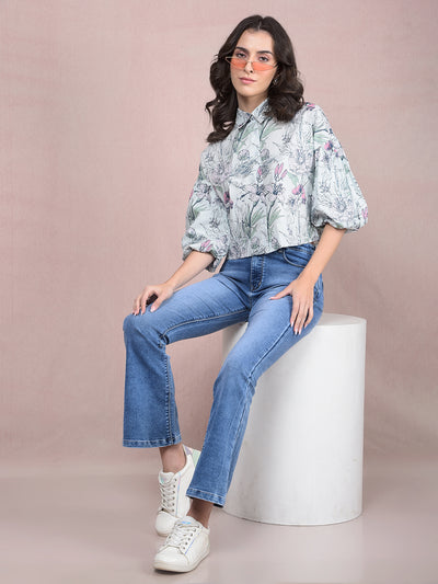 Pink Floral Print Shirt-Women Shirts-Crimsoune Club