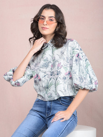 Pink Floral Print Shirt-Women Shirts-Crimsoune Club