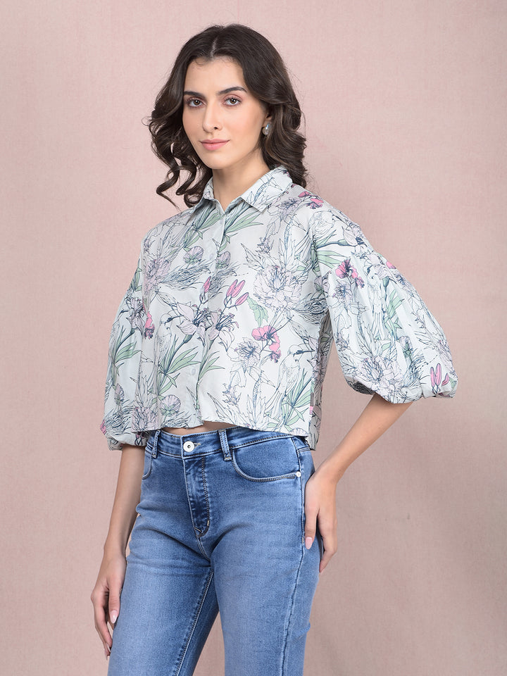 Pink Floral Print Shirt-Women Shirts-Crimsoune Club
