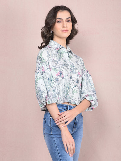 Pink Floral Print Shirt-Women Shirts-Crimsoune Club