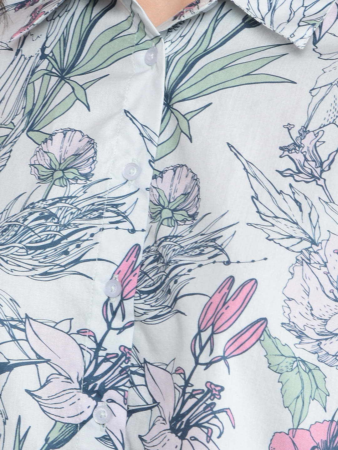 Pink Floral Print Shirt-Women Shirts-Crimsoune Club