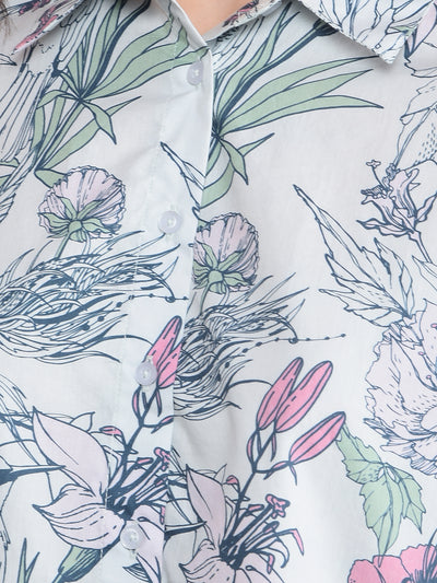 Pink Floral Print Shirt-Women Shirts-Crimsoune Club