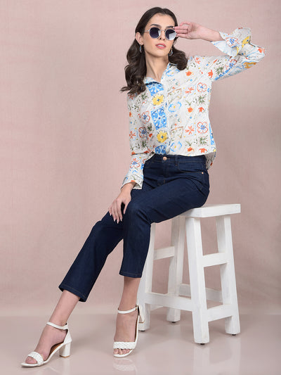 Multi-Color Printed Modal Shirt-Women Shirts-Crimsoune Club