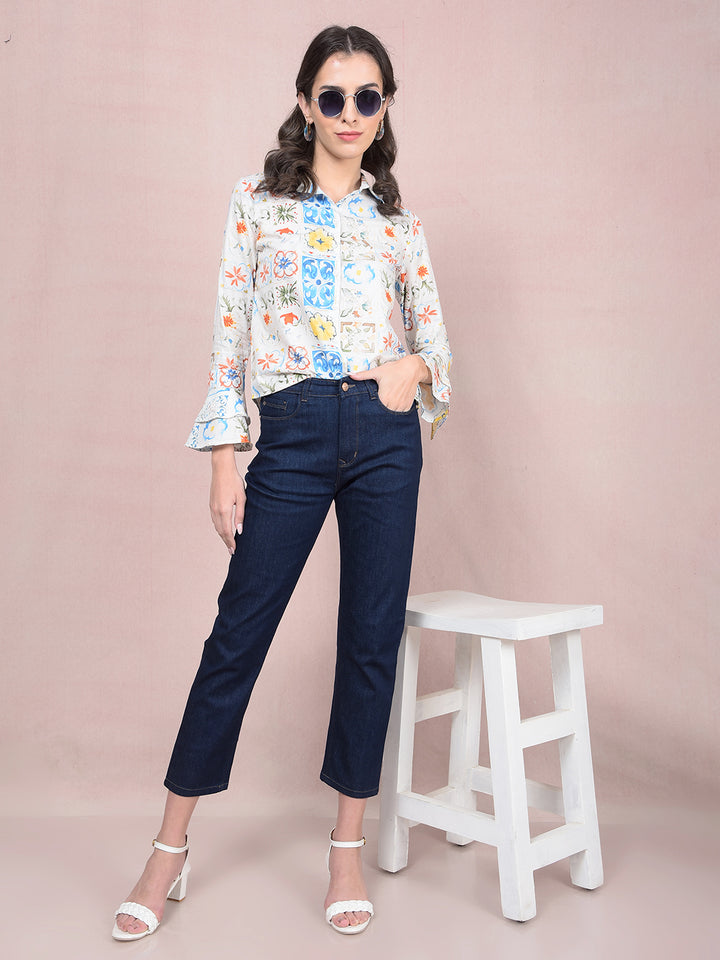Multi-Color Printed Modal Shirt-Women Shirts-Crimsoune Club