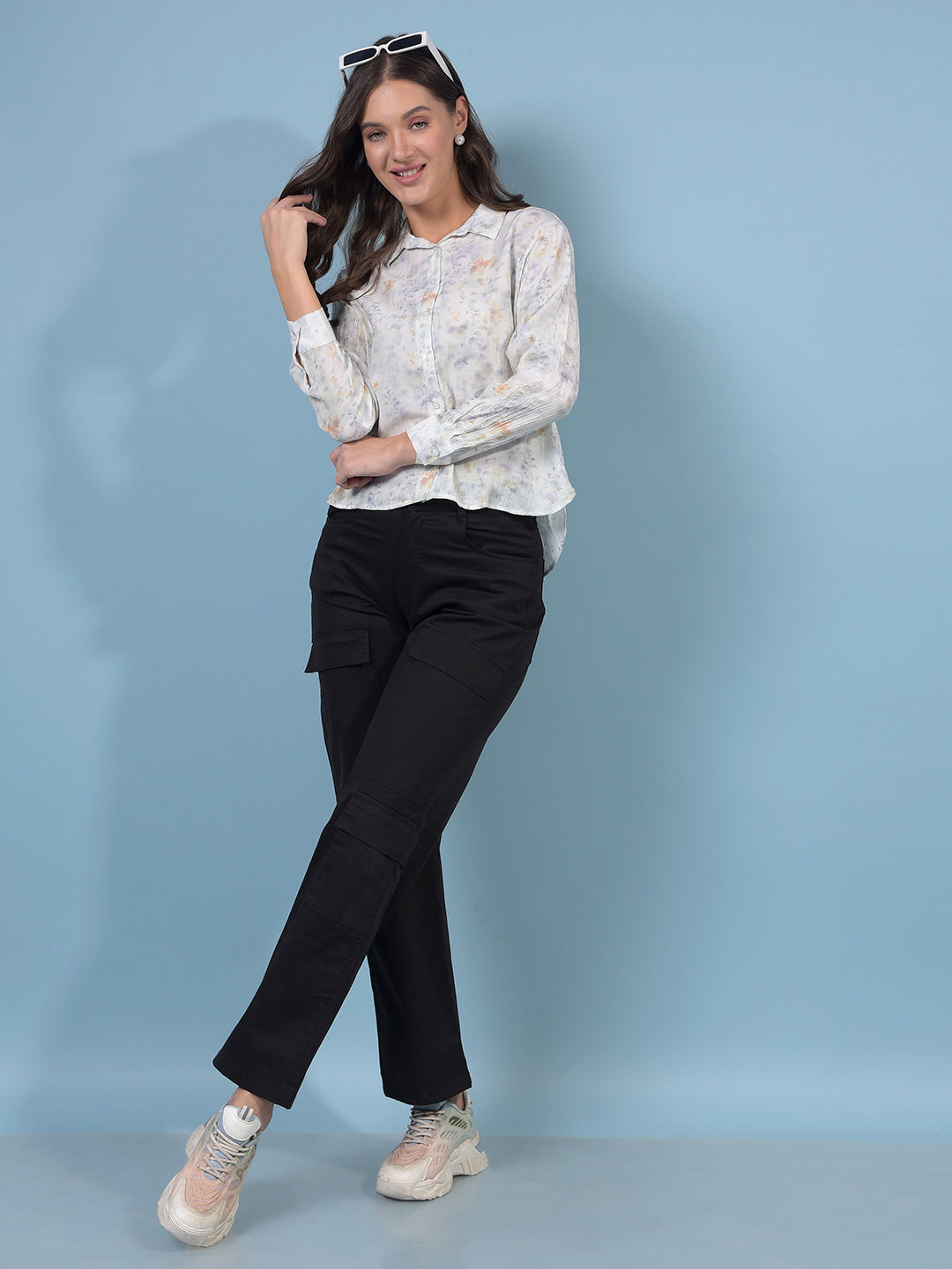 Women's Purple Floral Print Shirt-Women Shirts-Crimsoune Club