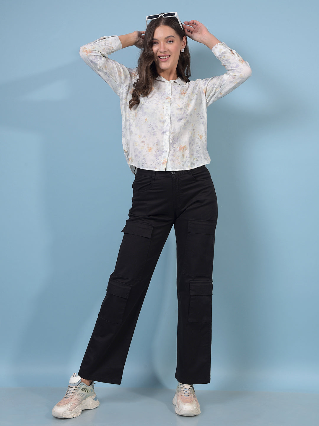 Women's Purple Floral Print Shirt-Women Shirts-Crimsoune Club