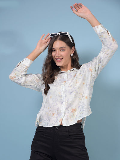 Women's Purple Floral Print Shirt-Women Shirts-Crimsoune Club