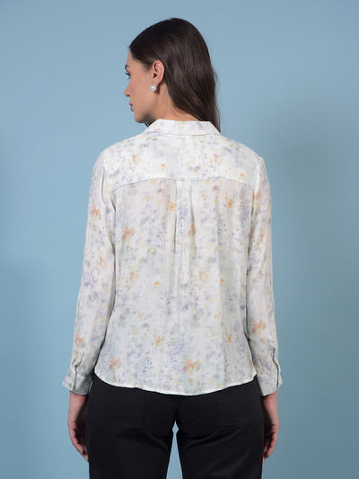 Women's Purple Floral Print Shirt-Women Shirts-Crimsoune Club