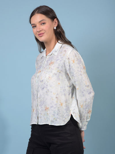 Women's Purple Floral Print Shirt-Women Shirts-Crimsoune Club