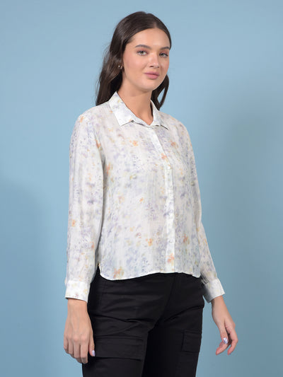 Women's Purple Floral Print Shirt-Women Shirts-Crimsoune Club