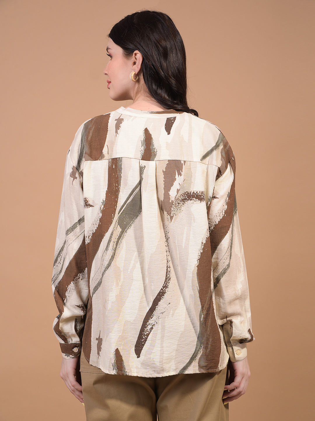 Women's Brown Printed Shirt-Women Shirts-Crimsoune Club