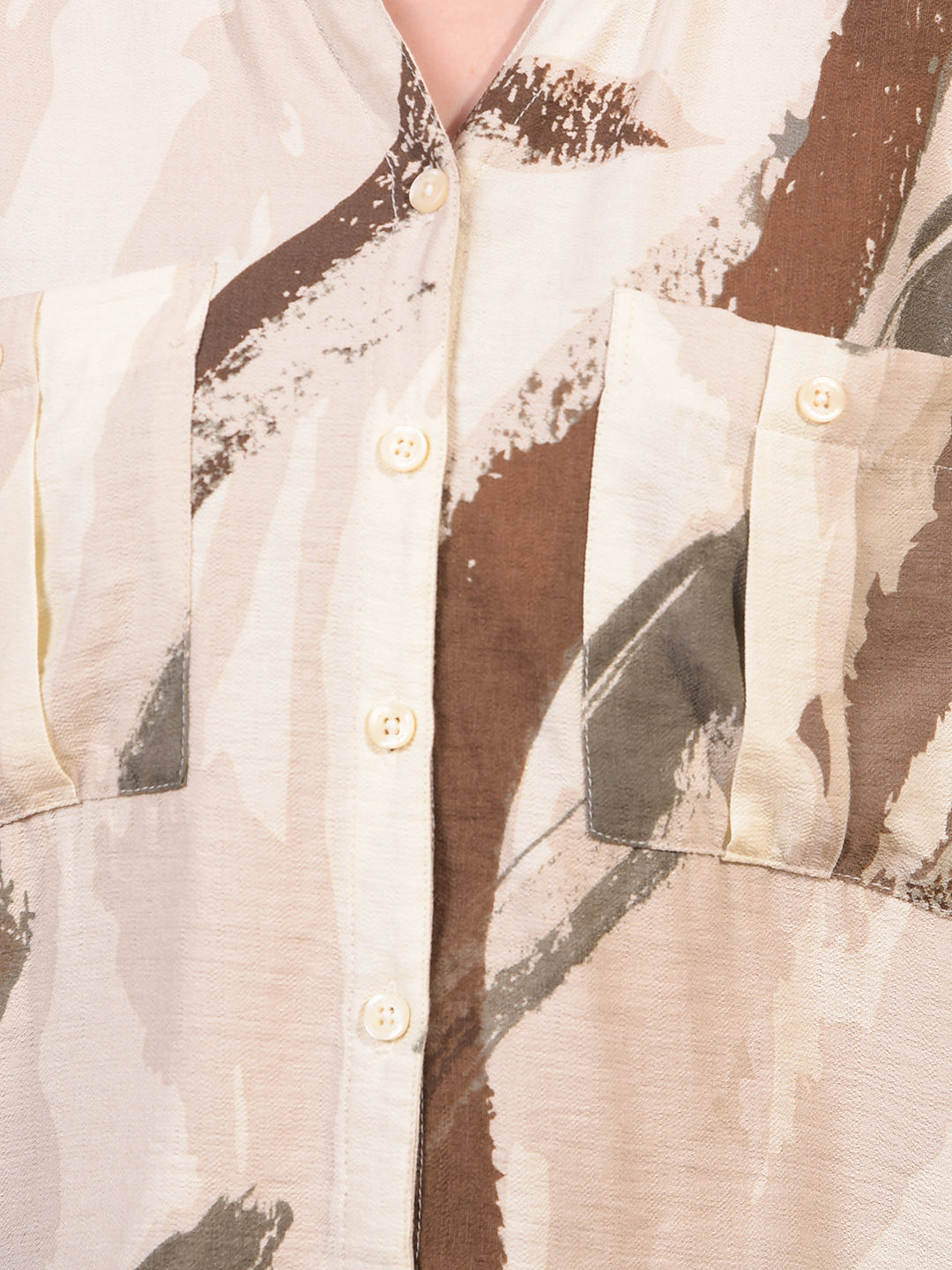 Women's Brown Printed Shirt-Women Shirts-Crimsoune Club