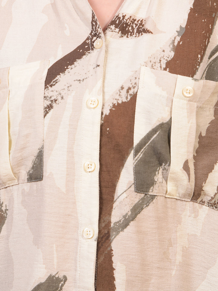 Women's Brown Printed Shirt-Women Shirts-Crimsoune Club