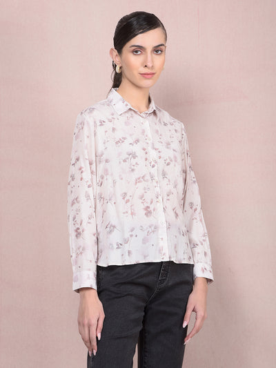 Purple Floral Print Shirt-Women Shirts-Crimsoune Club
