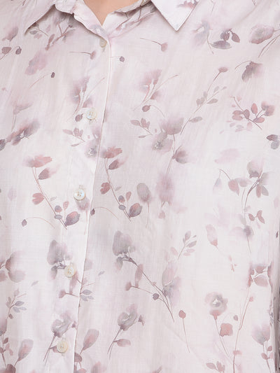 Purple Floral Print Shirt-Women Shirts-Crimsoune Club