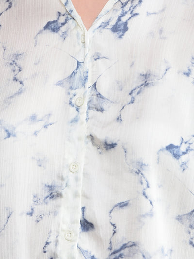 Blue Printed Shirt-Women Shirts-Crimsoune Club