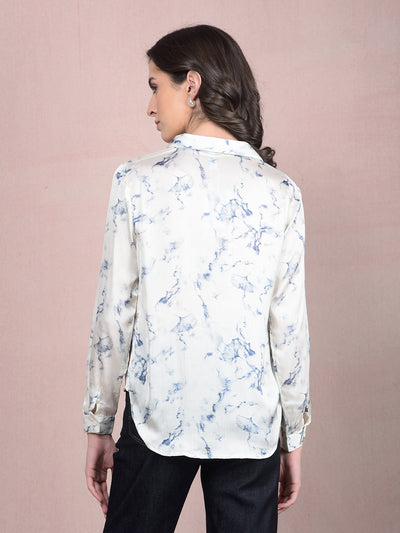 Blue Printed Shirt-Women Shirts-Crimsoune Club