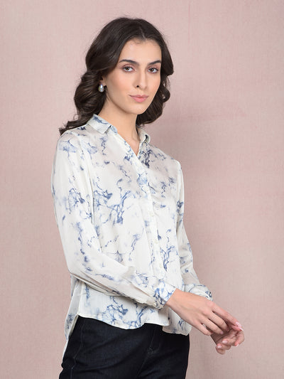 Blue Printed Shirt-Women Shirts-Crimsoune Club