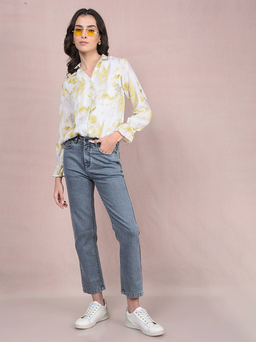 Green Printed Shirt-Women Shirts-Crimsoune Club