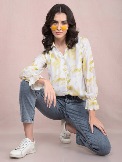 Green Printed Shirt-Women Shirts-Crimsoune Club