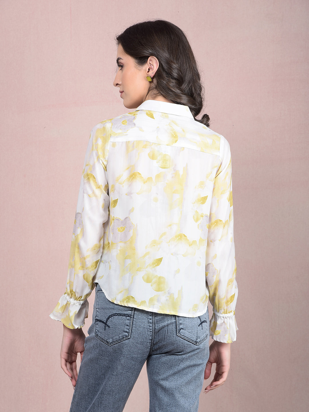 Green Printed Shirt-Women Shirts-Crimsoune Club