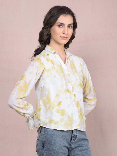 Green Printed Shirt-Women Shirts-Crimsoune Club