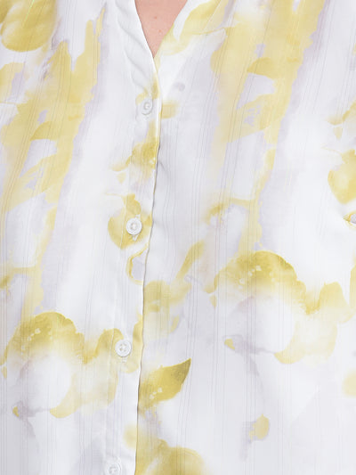 Green Printed Shirt-Women Shirts-Crimsoune Club