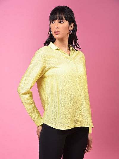 Pale Green Vertical Stripes Shirt-Women Shirts-Crimsoune Club