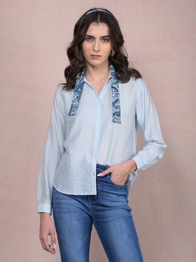 Blue Shirt-Women Shirts-Crimsoune Club