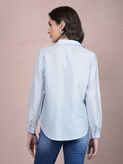 Blue Shirt-Women Shirts-Crimsoune Club