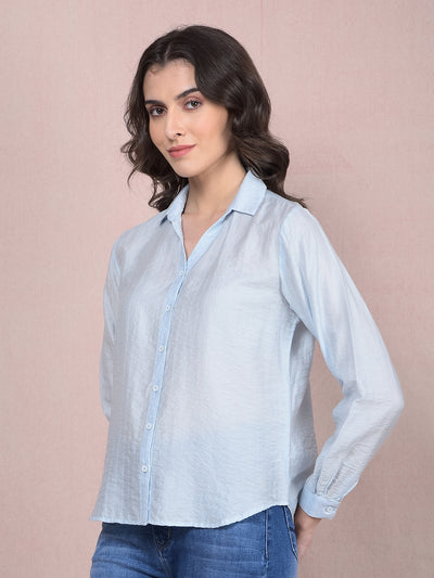 Blue Shirt-Women Shirts-Crimsoune Club
