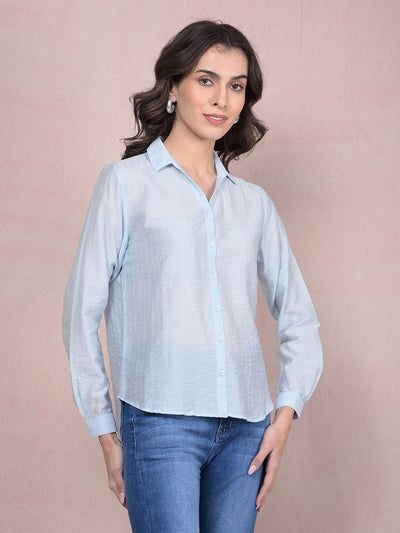 Blue Shirt-Women Shirts-Crimsoune Club