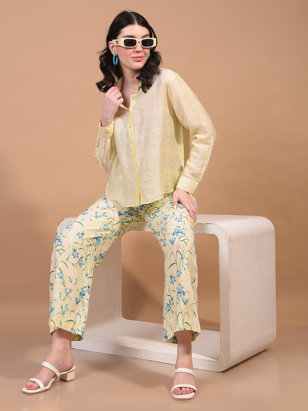Yellow Checked Shirt-Women Shirts-Crimsoune Club