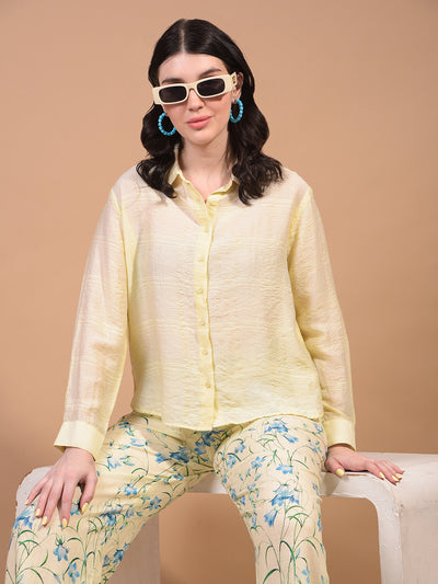 Yellow Checked Shirt-Women Shirts-Crimsoune Club