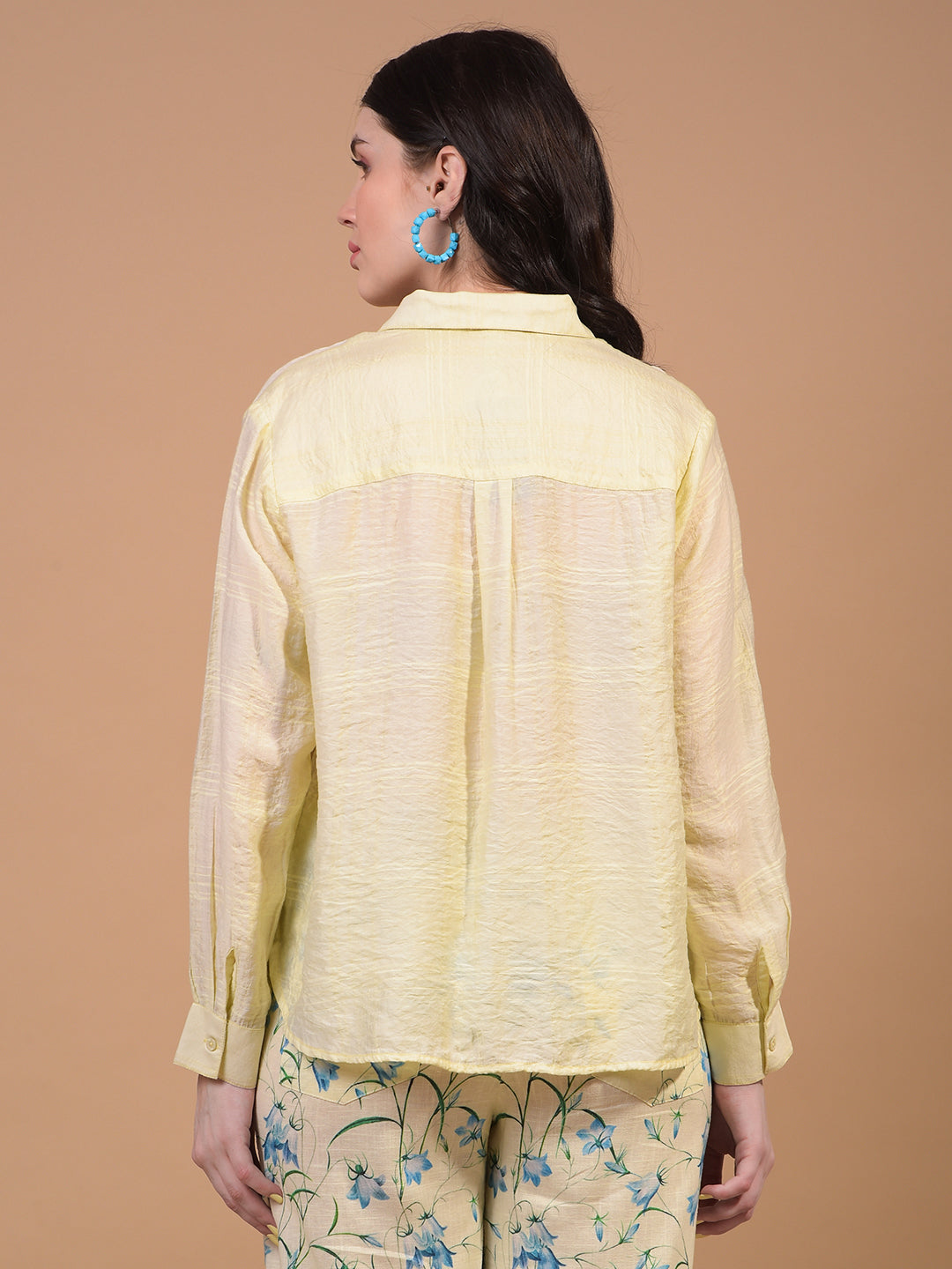 Yellow Checked Shirt-Women Shirts-Crimsoune Club