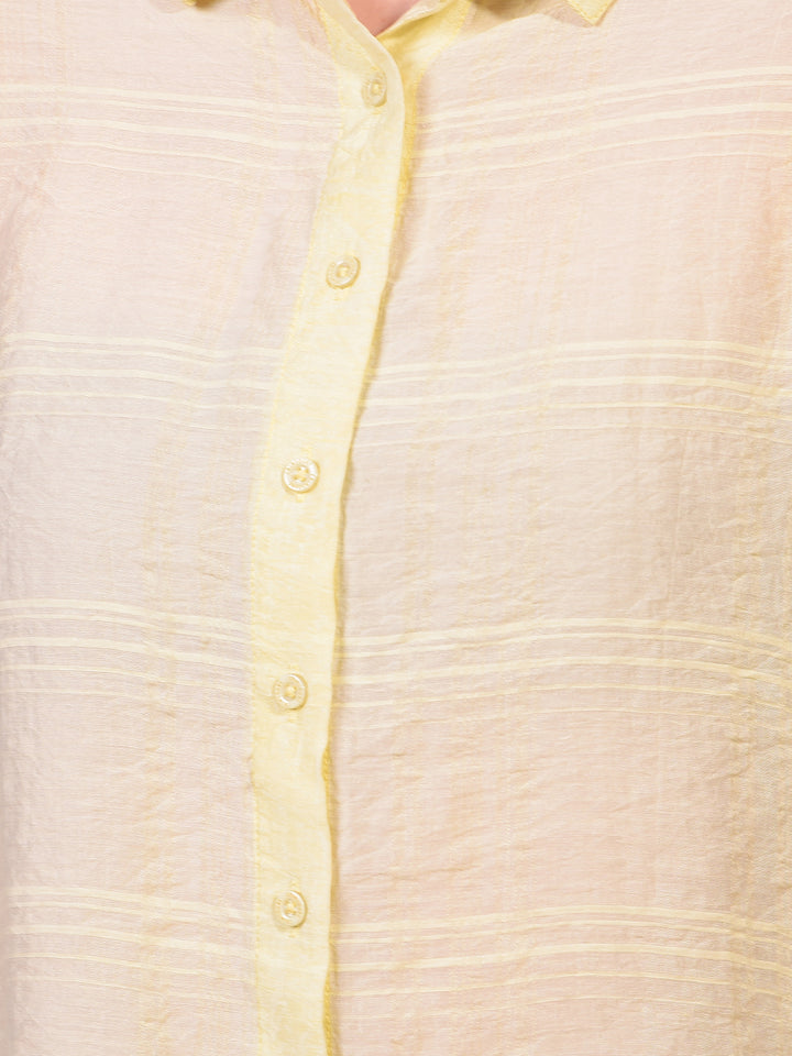 Yellow Checked Shirt-Women Shirts-Crimsoune Club
