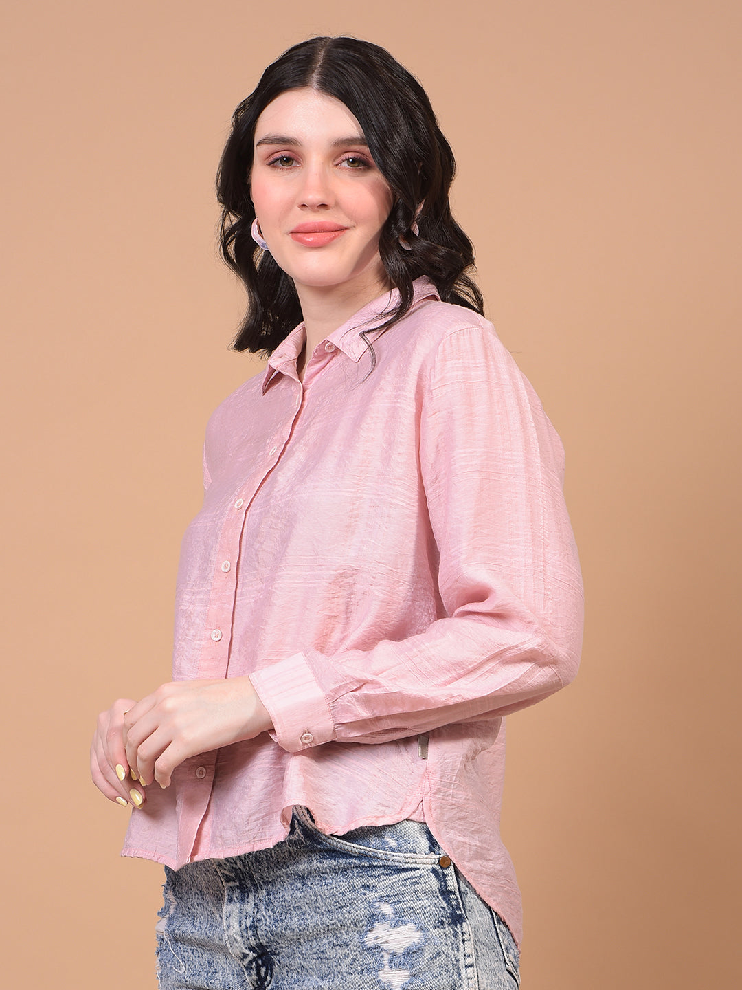 Pink Checked Shirt-Women Shirts-Crimsoune Club