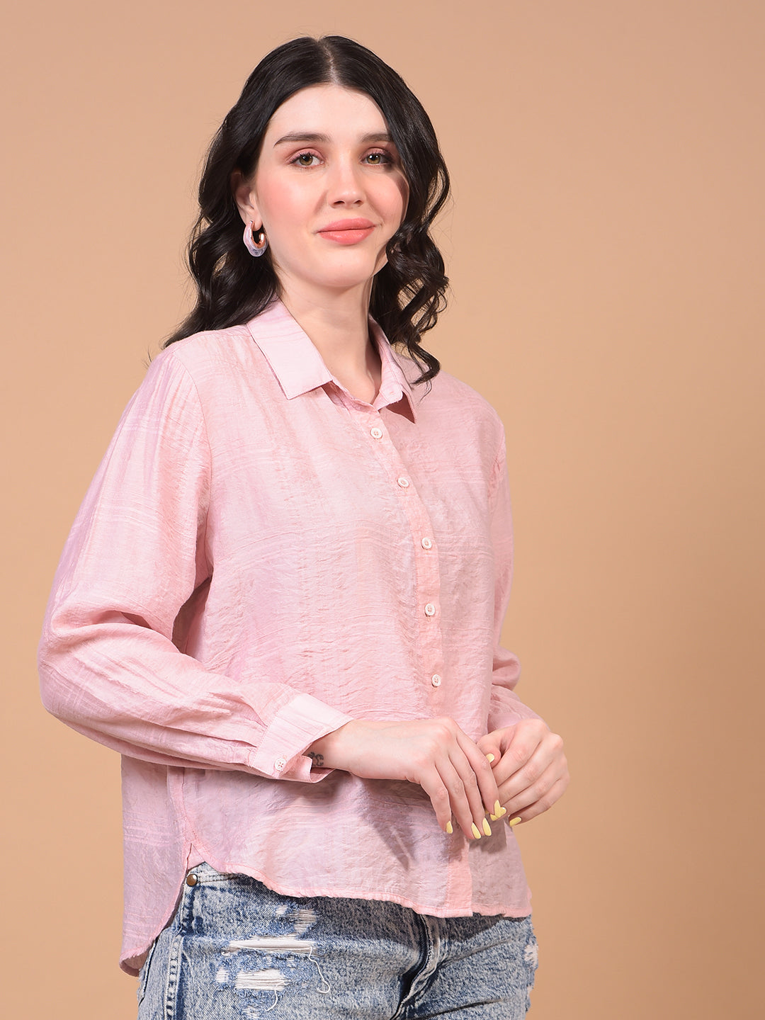 Pink Checked Shirt-Women Shirts-Crimsoune Club