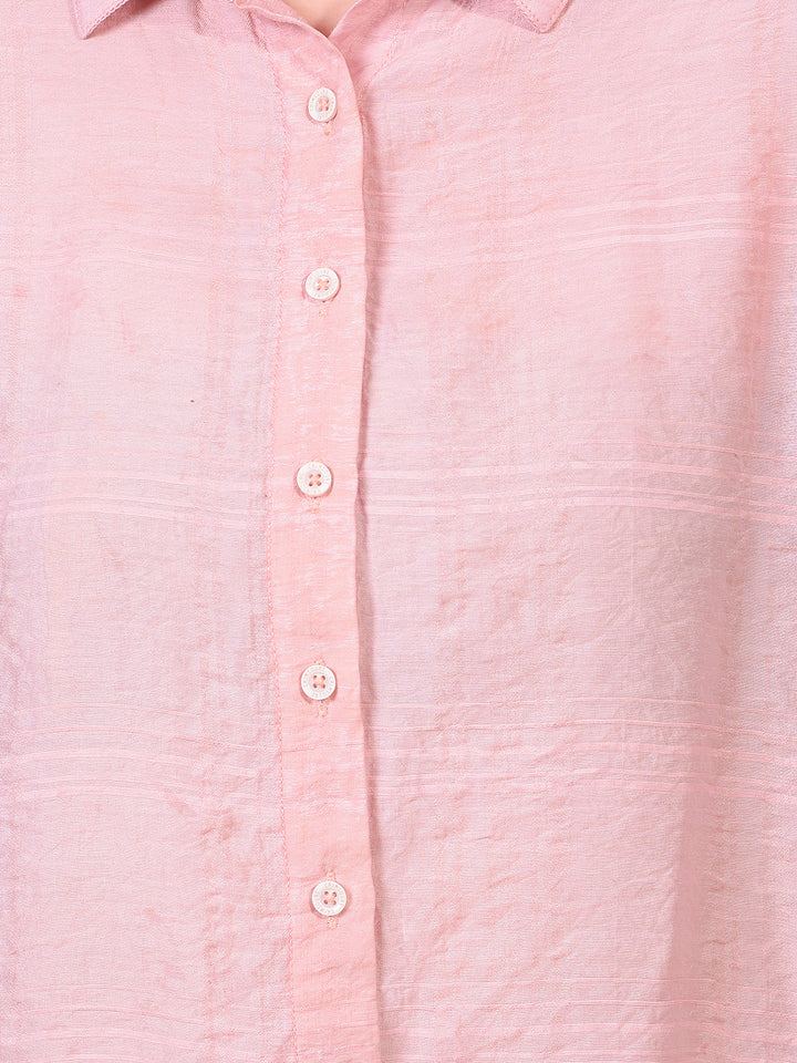 Pink Checked Shirt-Women Shirts-Crimsoune Club