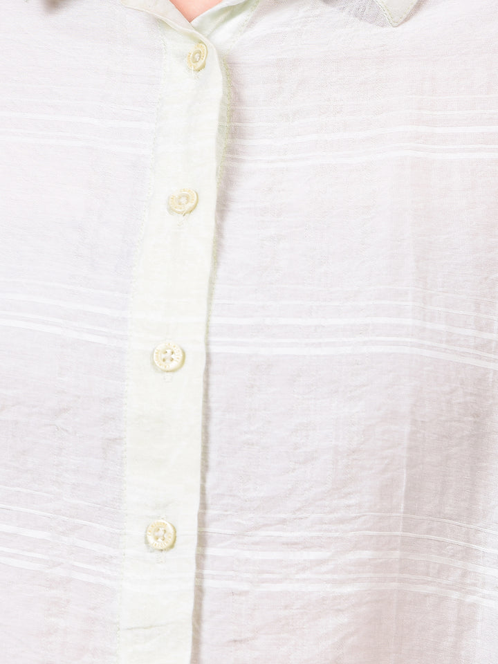 Green Horizontal Stripes Shirt-Women Shirts-Crimsoune Club