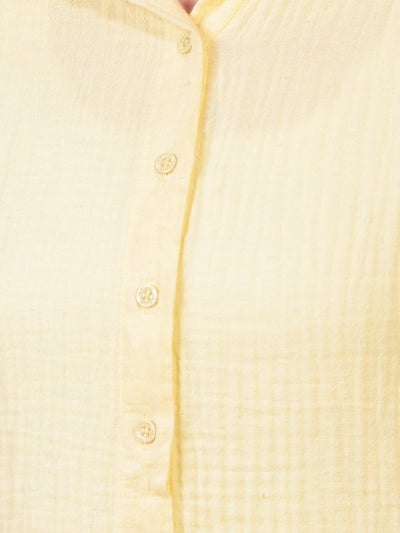 Women's Yellow 100% Cotton Shirt-Women Shirts-Crimsoune Club