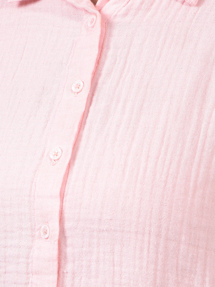 Women's Pink 100% Cotton Shirt-Women Shirts-Crimsoune Club