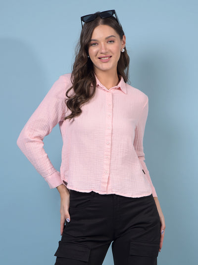 Women's Pink 100% Cotton Shirt-Women Shirts-Crimsoune Club