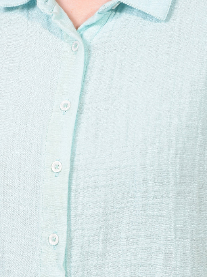 Women's Blue 100% Cotton Shirt-Women Shirts-Crimsoune Club