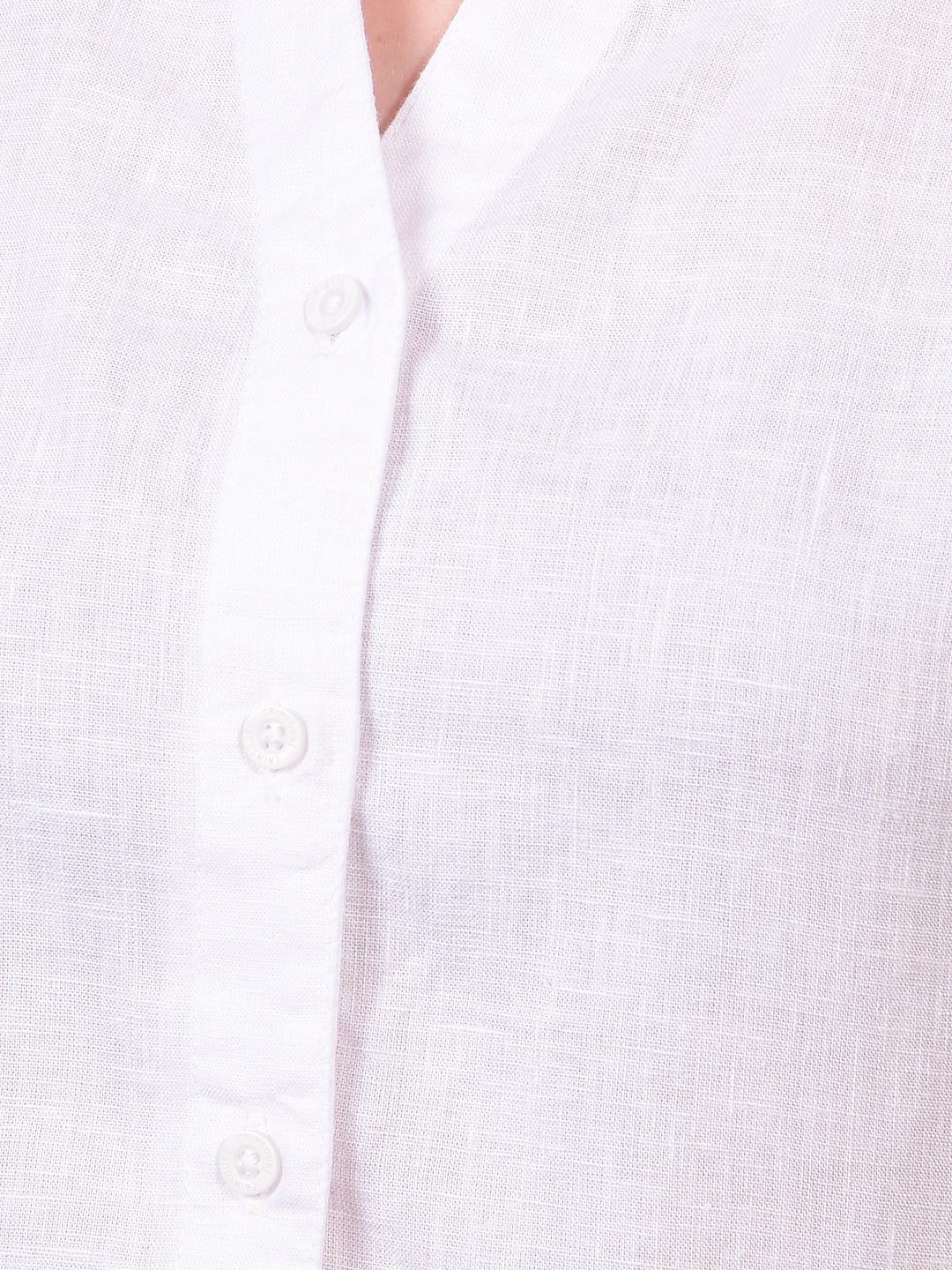 Women's White Cropped Linen Shirt-Women Shirts-Crimsoune Club