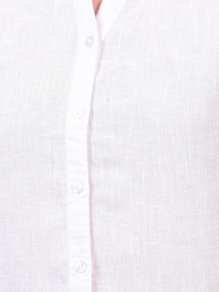 Women's White Linen Shirt-Women Shirts-Crimsoune Club