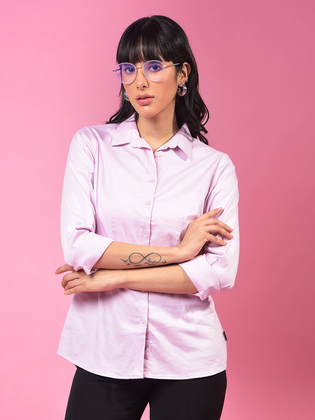 Chic Light Purple Shirt-Women Shirts-Crimsoune Club