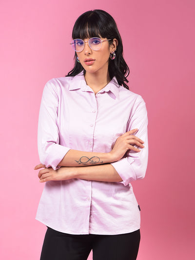 Chic Light Purple Shirt-Women Shirts-Crimsoune Club