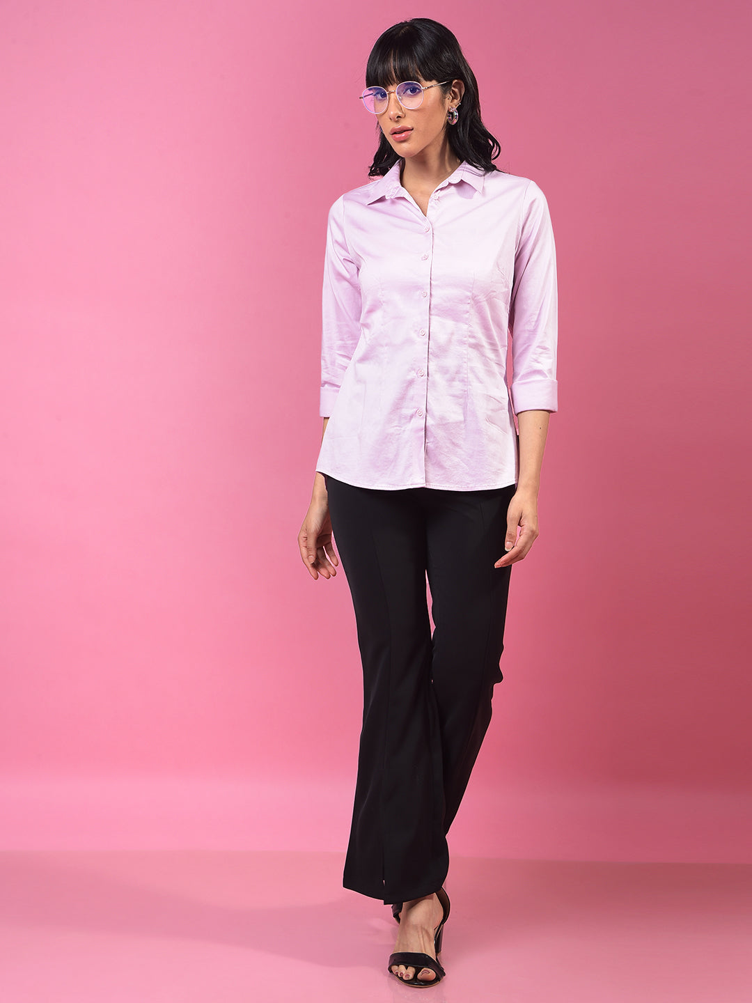 Chic Light Purple Shirt-Women Shirts-Crimsoune Club