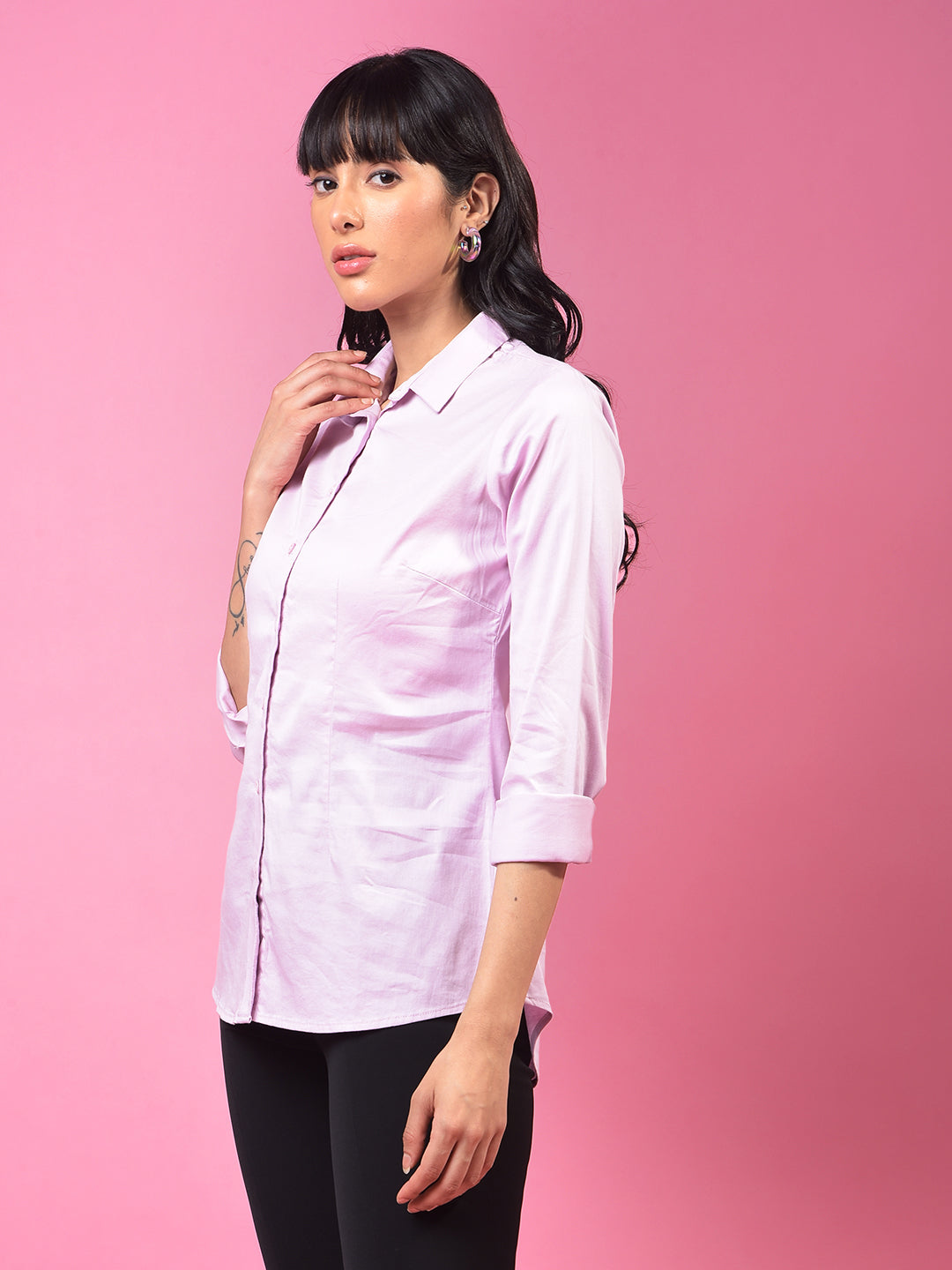 Chic Light Purple Shirt-Women Shirts-Crimsoune Club
